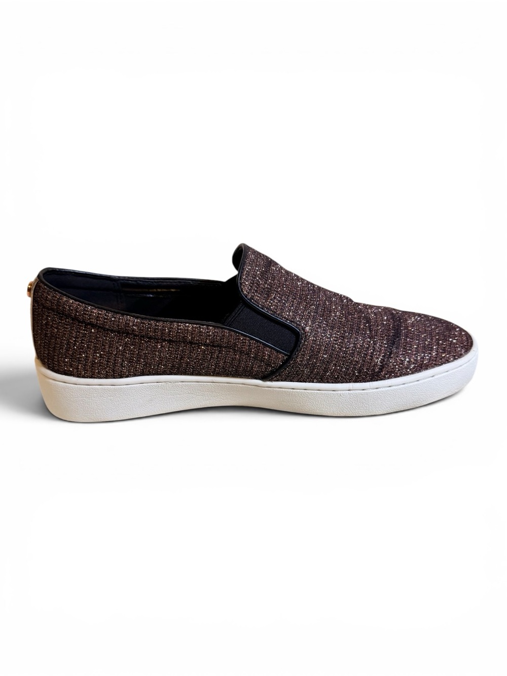 Michael Kors Keaton Slip On Sneakers Rose Gold Glitter Metallic Size 9M EUC - Picture 7 of 13